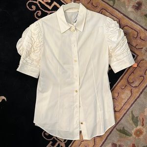 YSL white cotton top puff sleeves size 4